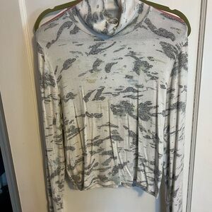 Anthropologie Cream and Gray Turtleneck Top